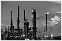 Pipes of San Francisco Refinery, Rodeo. San Pablo Bay, California, USA ( black and white)