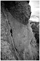 Rock climber. Pinnacles National Park, California, USA. (black and white)