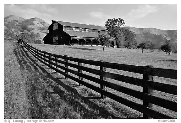 Ranch, Sunol Regional Park. California, USA (black and white)
