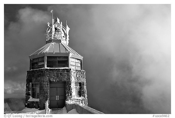 Ice-clad summit, Mt Diablo State Park. California, USA (black and white)