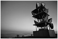 Microwave communication relay at dusk,  Mt Diablo State Park. California, USA (black and white)