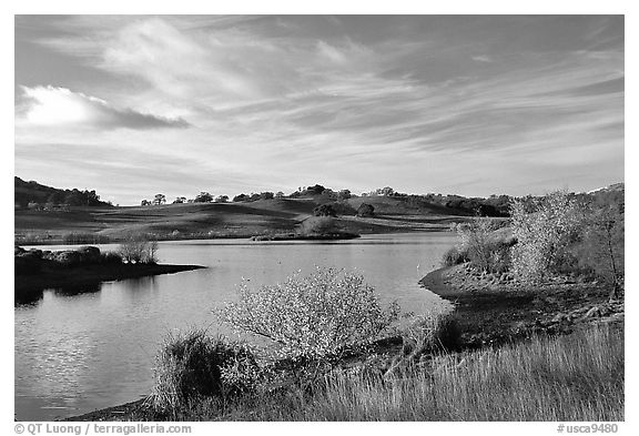 Grant Lake, Joseph Grant County Park. San Jose, California, USA (black and white)