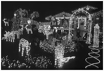 House Christmas Lights. San Jose, California, USA ( black and white)