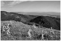 Montara Mountain and Pacific coast. San Mateo County, California, USA (black and white)