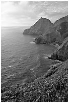 Coastline near Devil's slide, sunset. San Mateo County, California, USA ( black and white)