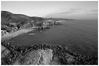 Coastline near Devil's slide, sunset. San Mateo County, California, USA ( black and white)