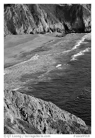 Beach near Devil's slide, sunset. San Mateo County, California, USA (black and white)