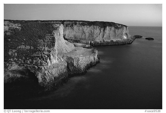 Cliffs at dusk, Wilder Ranch State Park. California, USA (black and white)