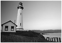 Pigeon Point Lighthouse, dusk. San Mateo County, California, USA (black and white)