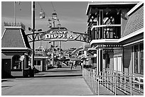 Boardwalk amusement park, morning. Santa Cruz, California, USA (black and white)