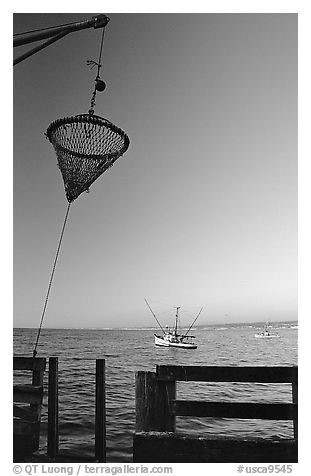 Fishing basket, Fisherman's wharf. Monterey, California, USA (black and white)