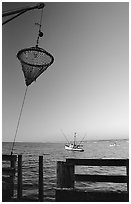 Fishing basket, Fisherman's wharf. Monterey, California, USA (black and white)