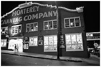 Cannery Row building at night, Monterey. Monterey, California, USA ( black and white)