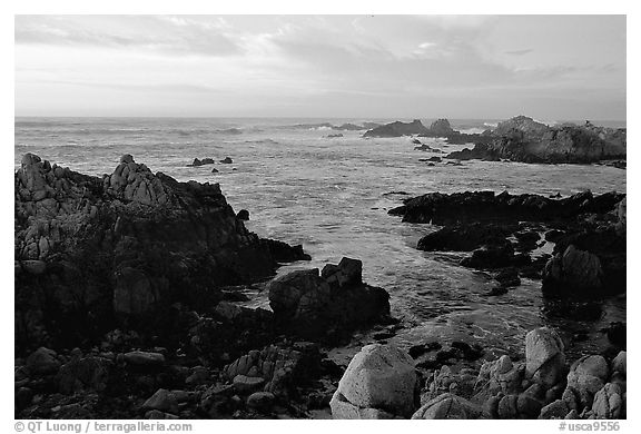 Coastline at sunset, Asilomar State Beach. Pacific Grove, California, USA