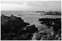 Coastline at sunset, Asilomar State Beach. Pacific Grove, California, USA ( black and white)