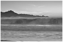 Surf at  sunset,  Carmel River State Beach. Carmel-by-the-Sea, California, USA (black and white)