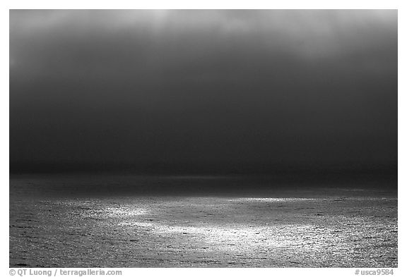 Light and fog over the Ocean. Big Sur, California, USA (black and white)