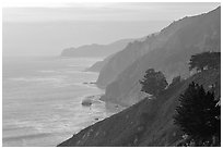 Coastline at sunset. Big Sur, California, USA ( black and white)