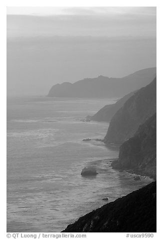 Coastline at sunset. Big Sur, California, USA (black and white)