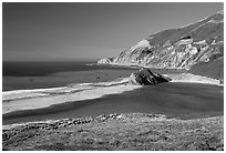 Lagoon and beach. Big Sur, California, USA (black and white)