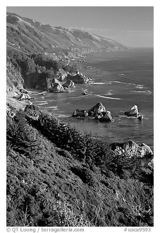 Costline from Partington Point, Julia Pfeiffer Burns State Park, late afternoon. Big Sur, California, USA