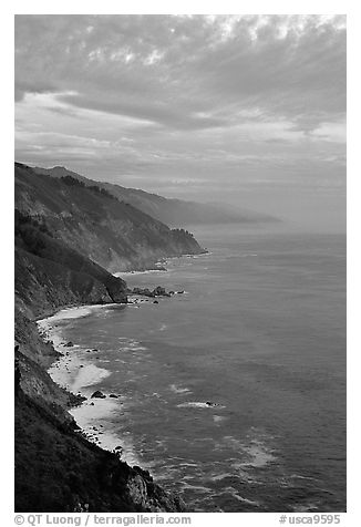 Coast at sunset. Big Sur, California, USA (black and white)