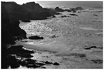 Rocks and surf, Garapata State Park, afternoon. Big Sur, California, USA (black and white)