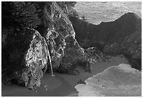 McWay Cove waterfall, late afternoon. Big Sur, California, USA (black and white)