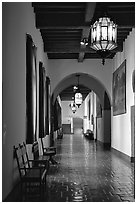 Corridors of the courthouse. Santa Barbara, California, USA (black and white)