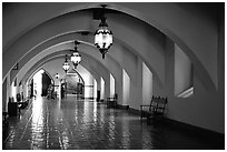 Corridors of the courthouse. Santa Barbara, California, USA (black and white)