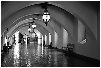 Corridors of the courthouse. Santa Barbara, California, USA ( black and white)