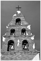 Bell tower, Mission San Miguel Arcangel. California, USA (black and white)