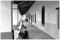 Cloister, Mission San Miguel Arcangel. California, USA (black and white)