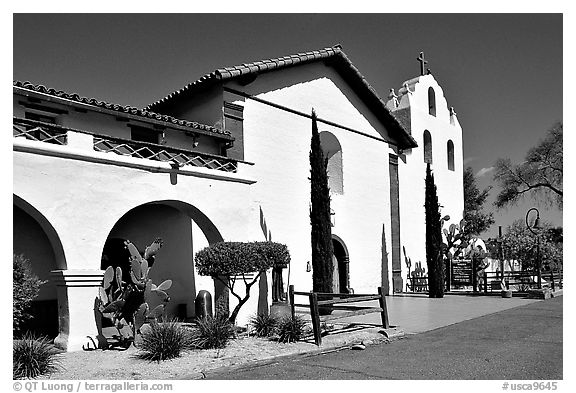 Mission Santa Inez. Solvang, California, USA (black and white)