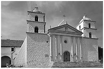 Mission Santa Barbara, mid-day. Santa Barbara, California, USA ( black and white)