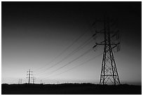 Power lines at sunset, San Joaquin Valley. California, USA (black and white)