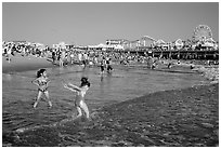 Beach near the pier, late afternoon. Santa Monica, Los Angeles, California, USA ( black and white)