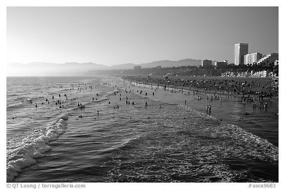 Beach seen from the pier, late afternoon. Santa Monica, Los Angeles, California, USA