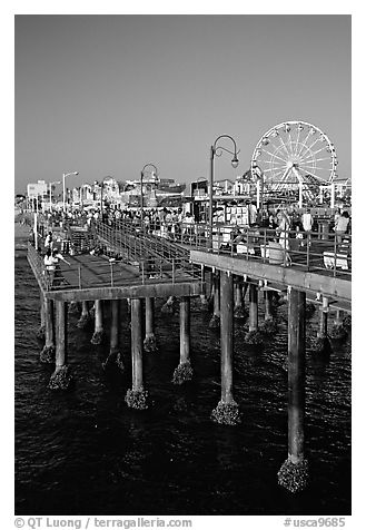 Pier and Ferris Wheel, late afternoon. Santa Monica, Los Angeles, California, USA