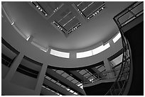 Interior of Entrance Hall of Museum, sunset, Getty Center, Brentwood. Los Angeles, California, USA ( black and white)