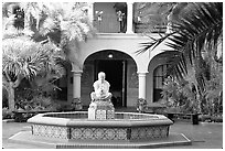 Courtyard with fountain, Balboa Park. San Diego, California, USA ( black and white)