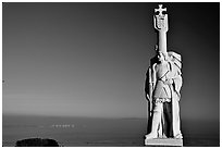 Statue of Cabrillo, Cabrillo National Monument. San Diego, California, USA ( black and white)