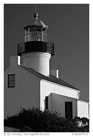 Old Point Loma Lighthouse, late afternoon. San Diego, California, USA (black and white)