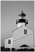 Old Point Loma Lighthouse, sunset. San Diego, California, USA (black and white)