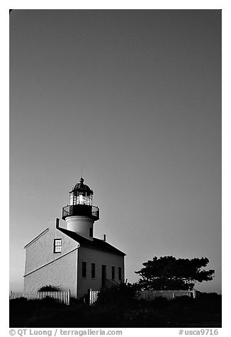 Old Point Loma Lighthouse, dusk. San Diego, California, USA (black and white)