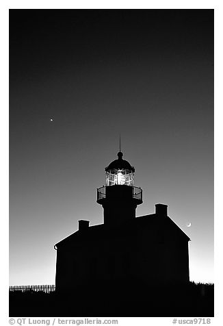 Old Point Loma Lighthouse, dusk. San Diego, California, USA (black and white)