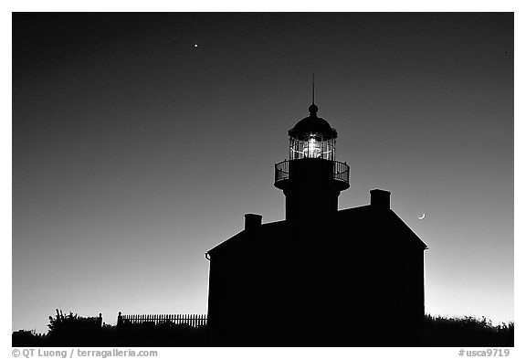 Old Point Loma Lighthouse, dusk. San Diego, California, USA (black and white)