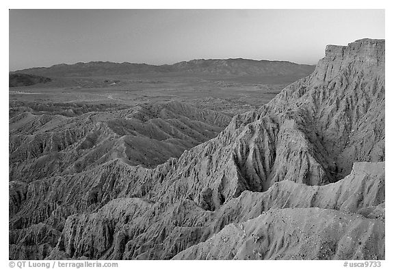 Eroded badlands at sunrise, Font Point. Anza Borrego Desert State Park, California, USA