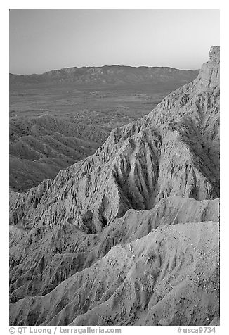 Eroded badlands at sunrise, Font Point. Anza Borrego Desert State Park, California, USA