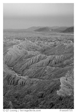 Badlands at dusk, Font Point. Anza Borrego Desert State Park, California, USA